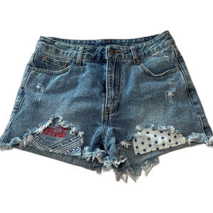 ✨Forever 21 Coca-Cola Women’s Denim Shorts Size 26 Distressed Jean Cutoffs USA